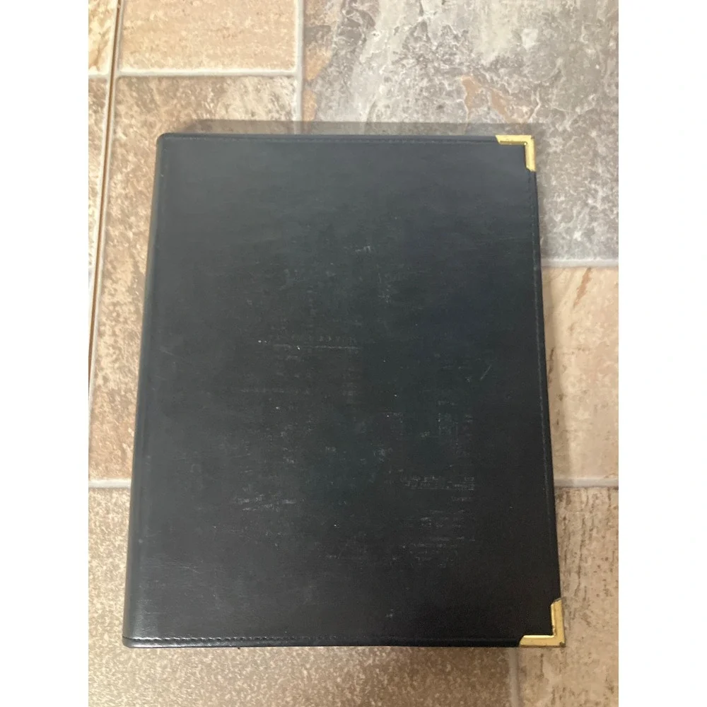 Vintage Leather Business Portfolio Organizer Calculator Notepad Card Holder